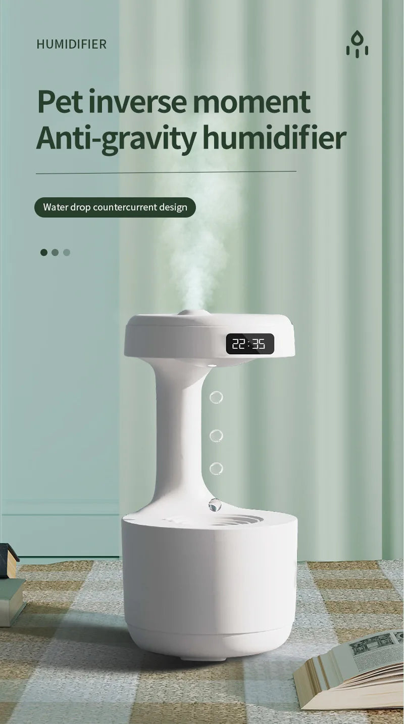 Water Droplet Air Humidifier 800ml Anti-gravity Essential Oil Diffuser Night Light Weightless Sprayer Decorations Desk Lamps