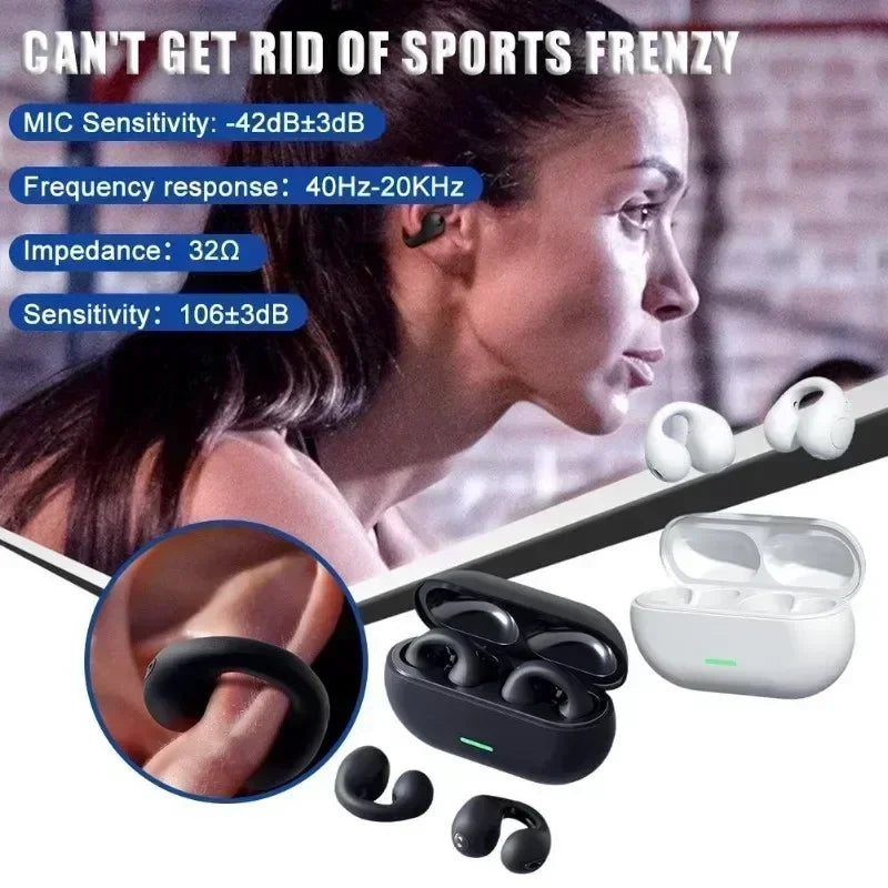 New T75 Bluetooth 5.3 Bone Conduction Earphones - Waterproof Sports Headphones with HiFi Stereo Sound