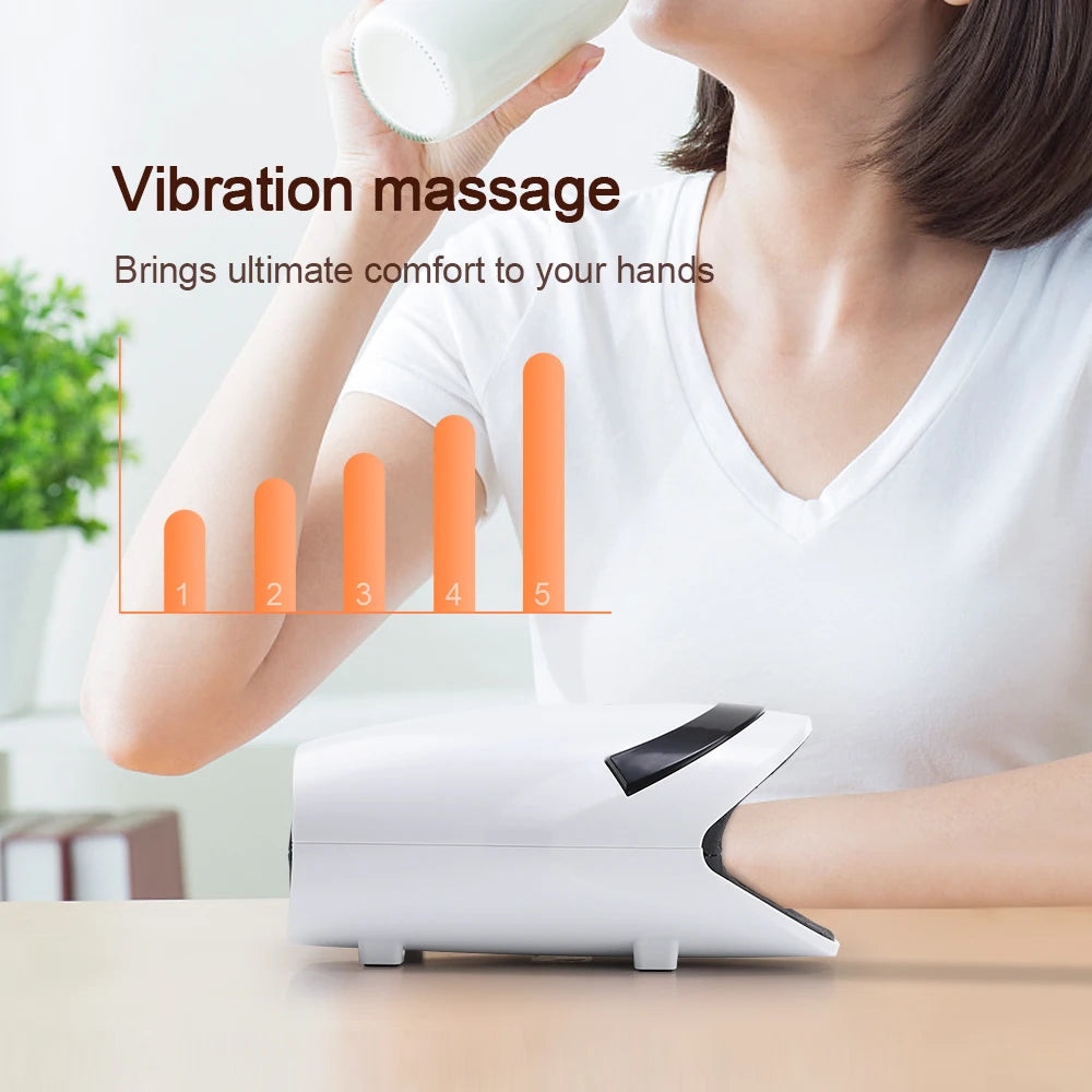 Electric Hand Massager with 5 Levels Air Compression Heat Palm Finger Massage Machine for Arthritis Finger Numbness Hand Relax