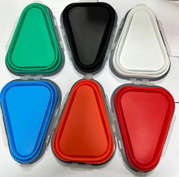 Baby Food Grade Silicone Folding Pizza Box Reusable Triangle Pizza Packing Box Take Away Box Silicone Children Food Storage Box
