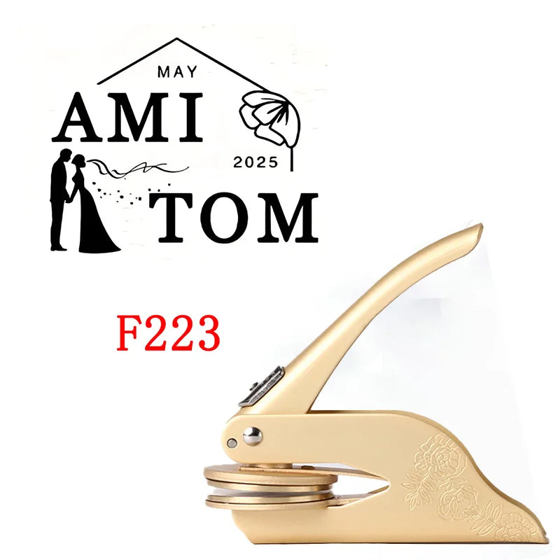 Custom Initials Embosser Stamp,Book Embosser Personalized LOGO Wedding Embossing Stamp, Address Stamp, Form the Library Embosser
