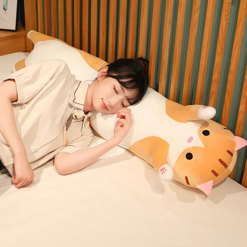 Cute and Soft Long Cat Plush Toy Ultra Kawaii Cat Hug Pillow Body Animal Sleeping Companion Kids Birthday Gift