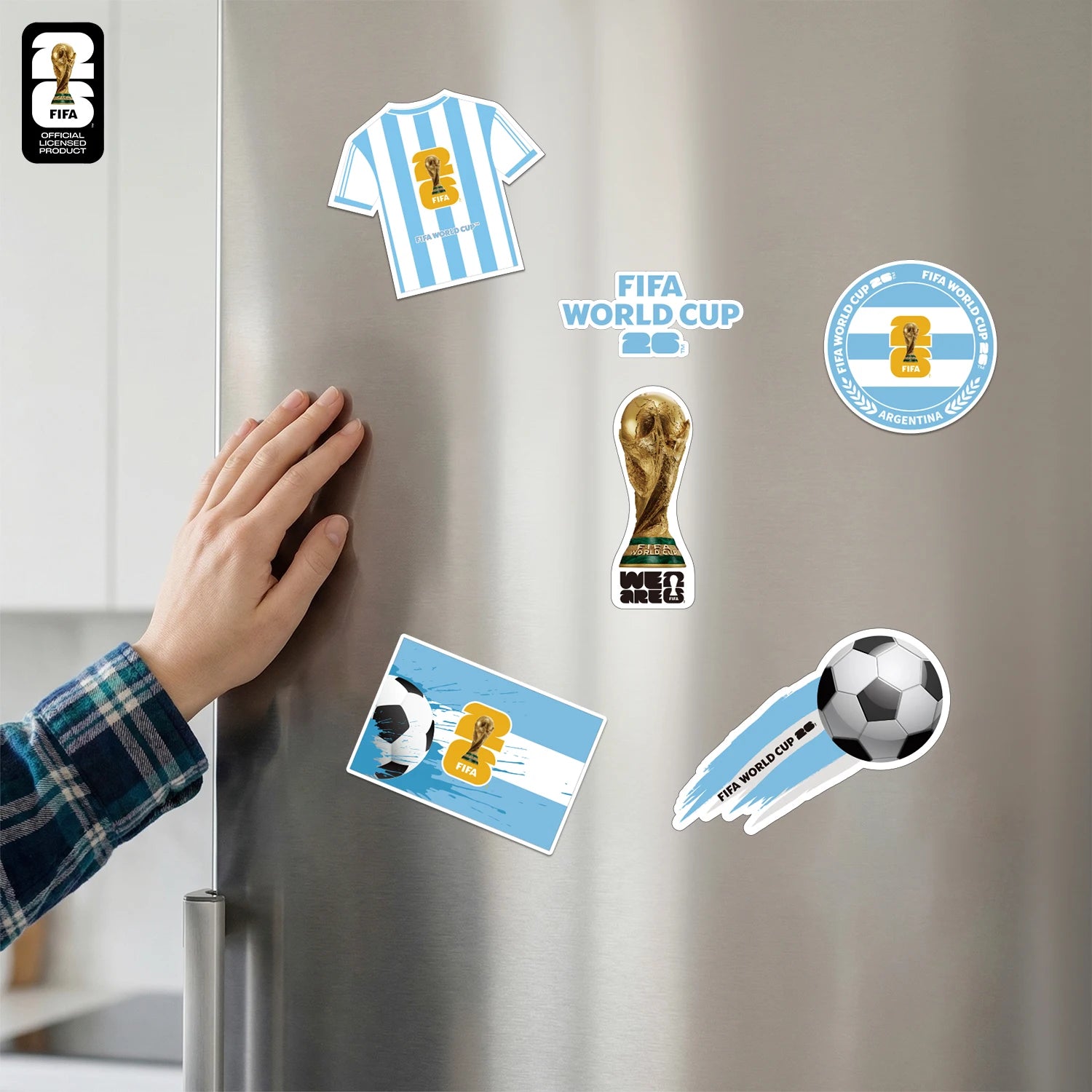 FIFA World Cup 2026 Official Fridge Magnet with Trophy, Host City & Mascot Design - Magnet Stickers for Refrigerator Souvenirs