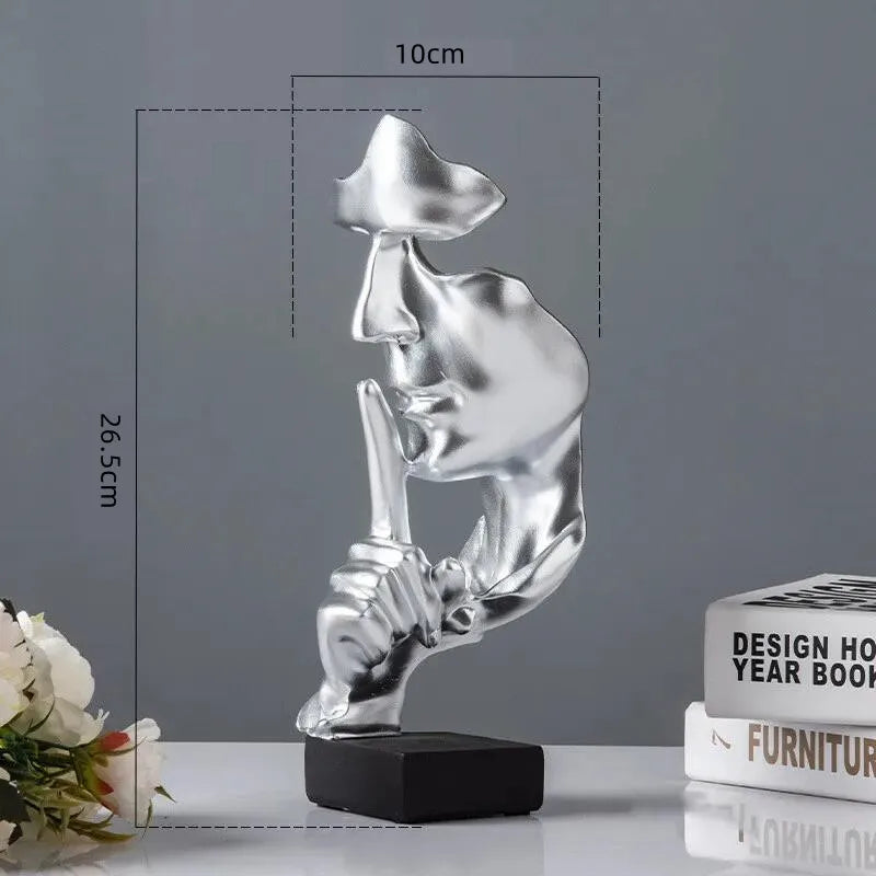 Accessories for home decoration silence is Gold statue for decoration statue of human face sculpture abstract African decoration