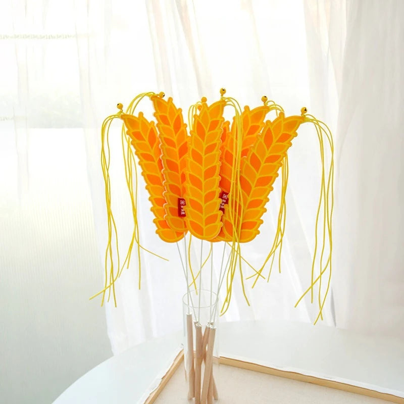 Cat Teaser Toy Felt Squeaky Bell Simulated Barley Scallions Shape Kitten Toy Fringe Interactive Cat Stick Toy Supplies