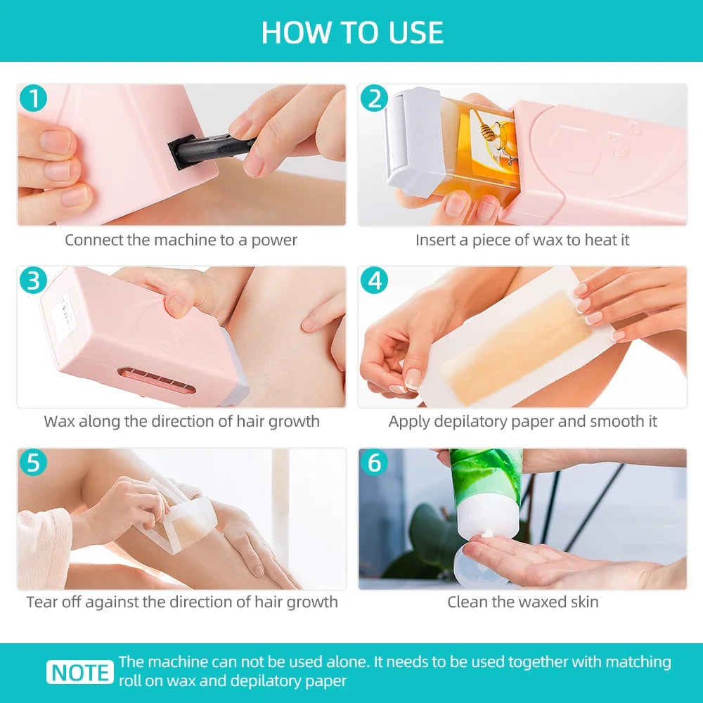 40W Roll On Depilatory Wax Heater Machine Portable Wax Cartridge Hair Removal Cream Heating Device Home Epilator Waxing Warmer