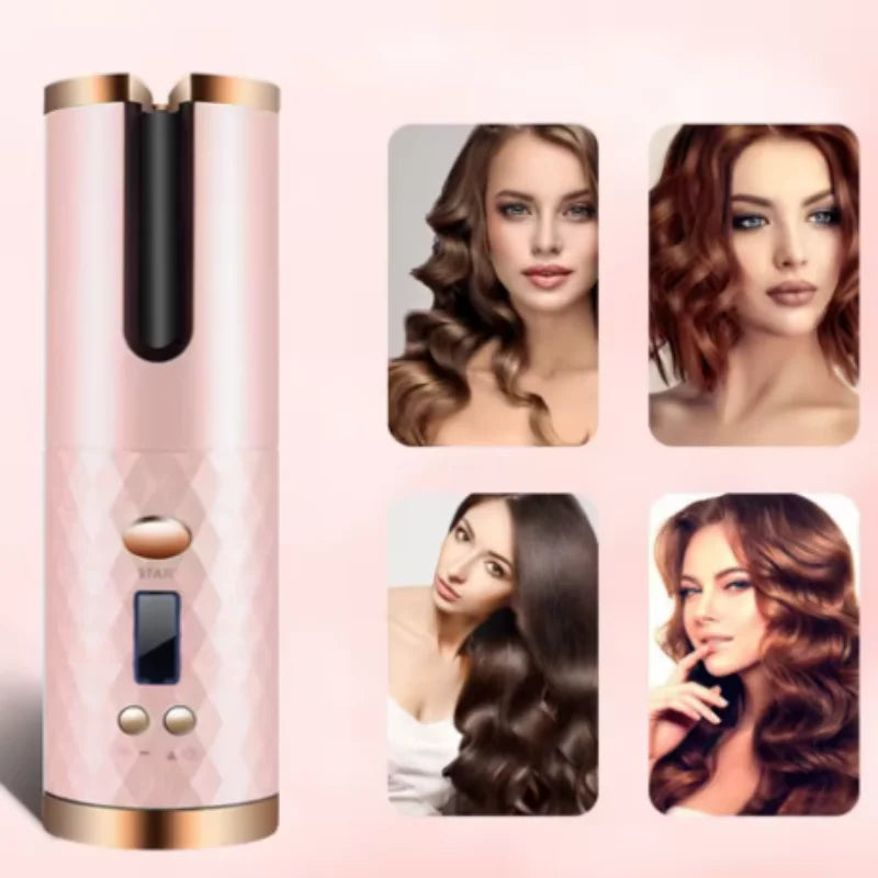 Automatic Hair Curler Wireless With Heat Timer Modes Rechargeable Portabl Fast Heating Styler For Perfect Curls Every Time