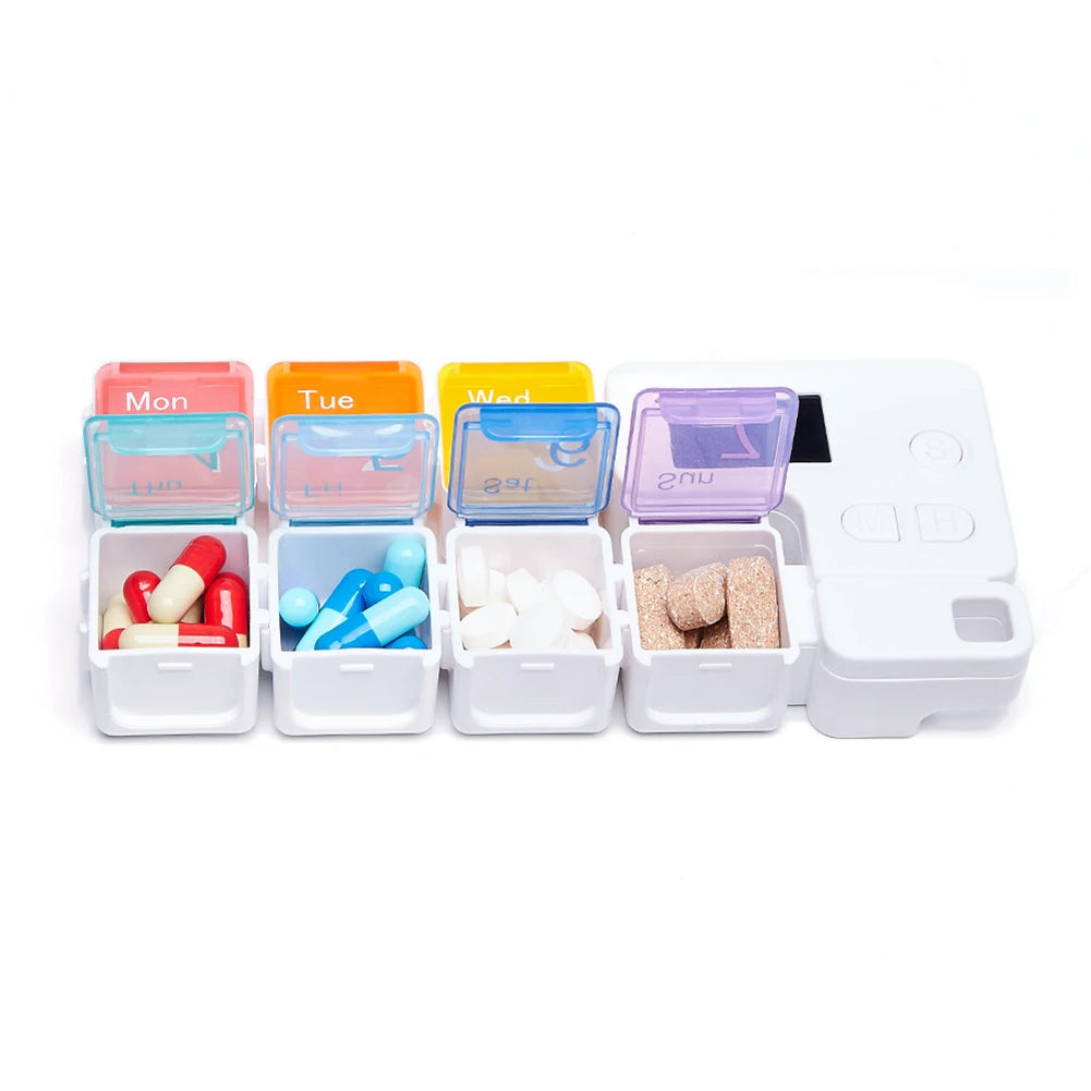Smart 7-Day Pill Organizer Storage Case Box Weekly Pills Drug Electronic Timing Reminder Medicine Container Alarm Box