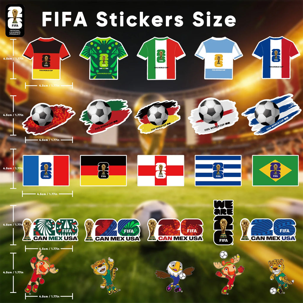FIFA World Cup Official Authentic 2026 Soccer Stickers Football World Cup Trophy Mascot Theme Stickers,Luggage Notebook Stickers