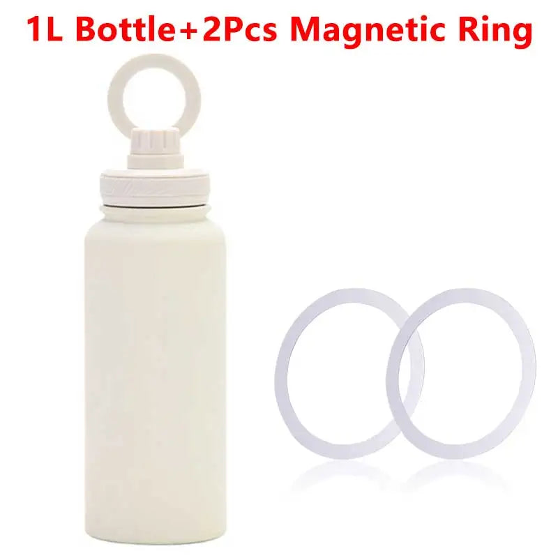 1000ML Sports Bottle With Magnetic Ring Insulated Bottle Water Bottle with Rotating Phone Holder Thermal Water Cup Thermal Mug
