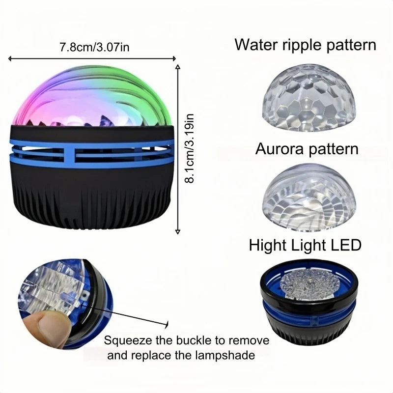 Mini LED Starry Sky Projection Light Bedroom Atmosphere Lights with Remote Control for Home Decor Room Christmas Party Disco