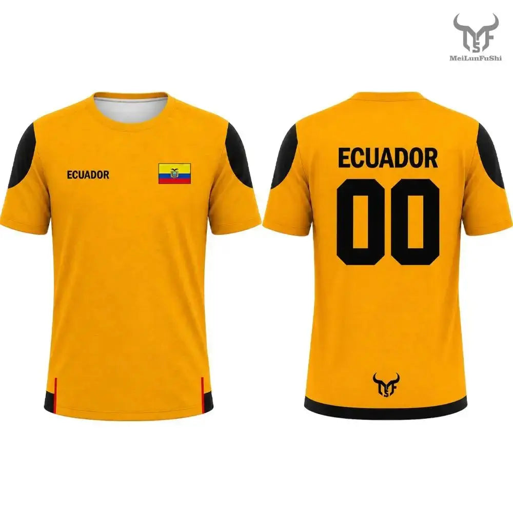 New Ecuador Flag Printed T-Shirt Men's and Women's Fashion Crew Neck Sports Jersey Loose Summer Quick Dry Soccer Training Tops