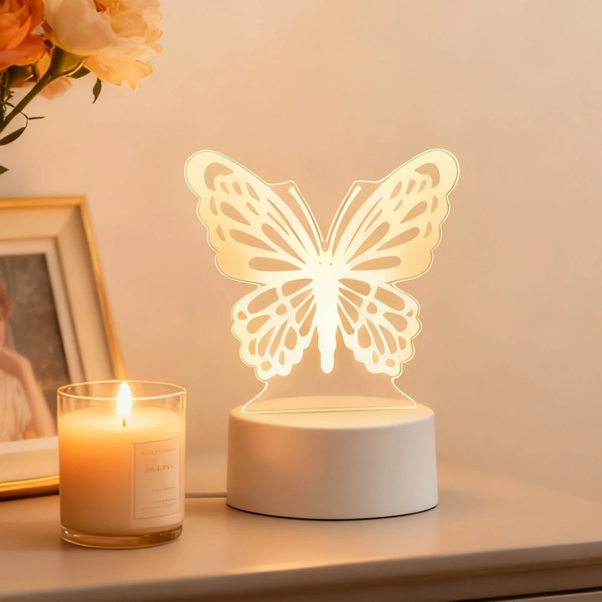 3D Dreamy Butterfly LED Night Light, USB Desktop Decorative Light, Suitable for Romantic Bedroom Decoration, Ideal Christmas Gif