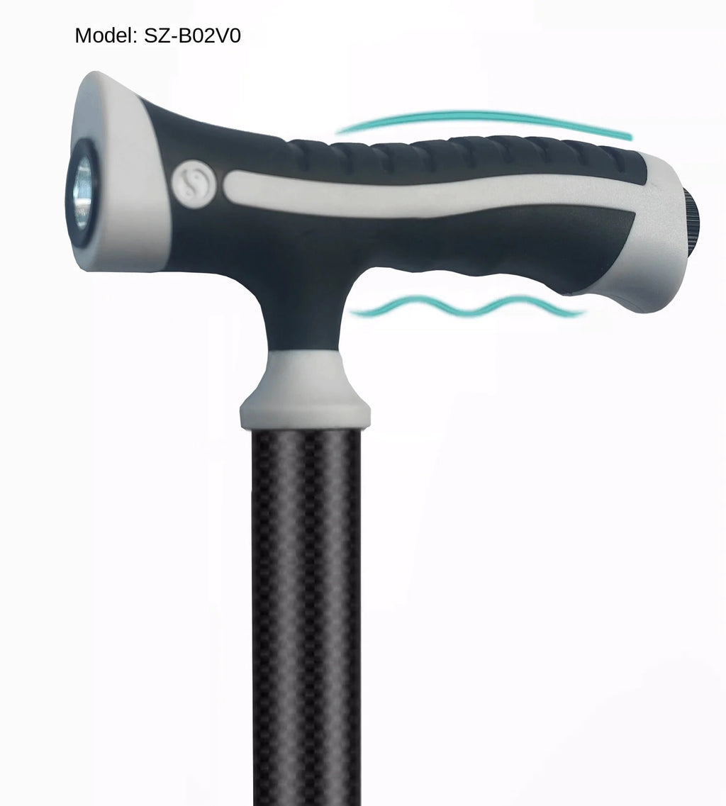 Carbon Fiber crutches for Walking Stick with Light Elderly Hiking Cane Night Lighting Stretchable cane with lamp for Walking Saf