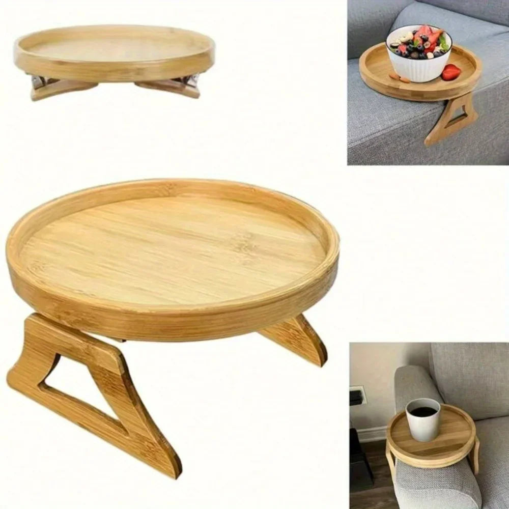 2026 Sofa Tray Table Sofa Armrest Clip-On Tray Natural Wooden Sofa Tray Practical TV Snack Tray for Remote Control Coffee Snacks