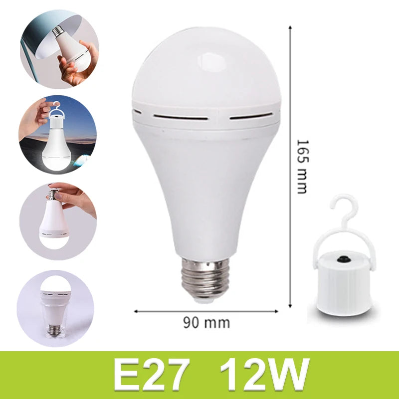 7W/9W/12W/15W Emergency Light Bulb LED Handheld Hanging Charging Energy-Saving Light Bulb Portable Household Tent Fishing Lamp
