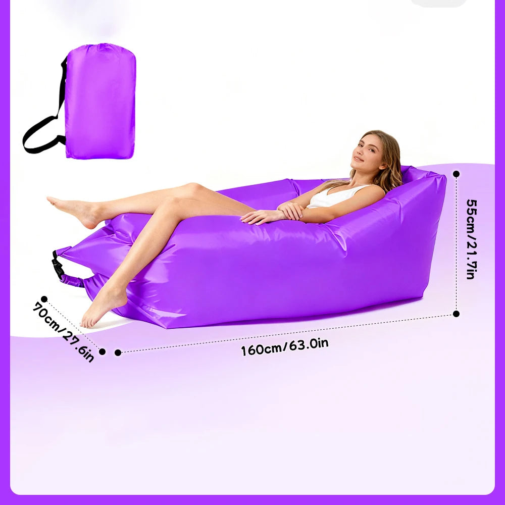 Multi Colored Single Lazy Inflatable Sofa Portable Outdoor Beach Air Sofa Bed Folding Camping Sleeping Bag for Comfortable Rest