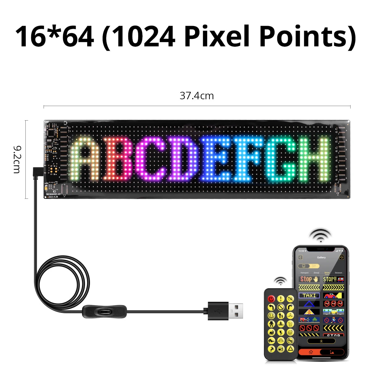 Car Decor Advertising Logo Lights Outdoor LED Matrix Pixel Scrolling Screen DIY Customize Patterns,Animations,Text Warning Light