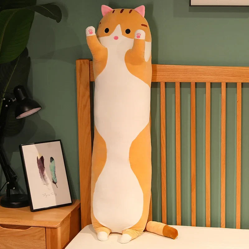 50/70cm Funny Joy Cute Soft Long Cat Plush Toys Pause Office Nap Pillow Bed Sleep Home Decor Doll for Kids Girl Gift