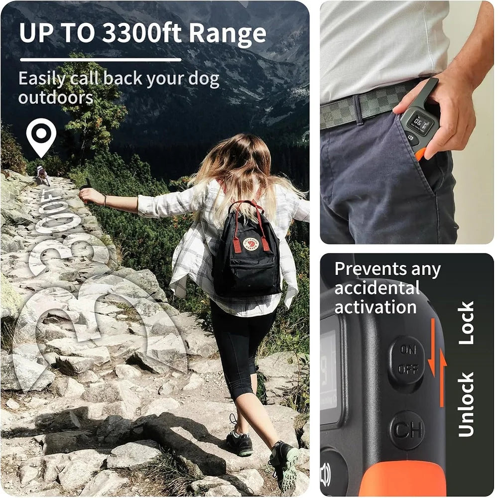 No Shock Dog Training Collar with Remote 3300ft Range,Vibrating Dog Collar Waterproof&Rechargeable Electric Collar for Dogs