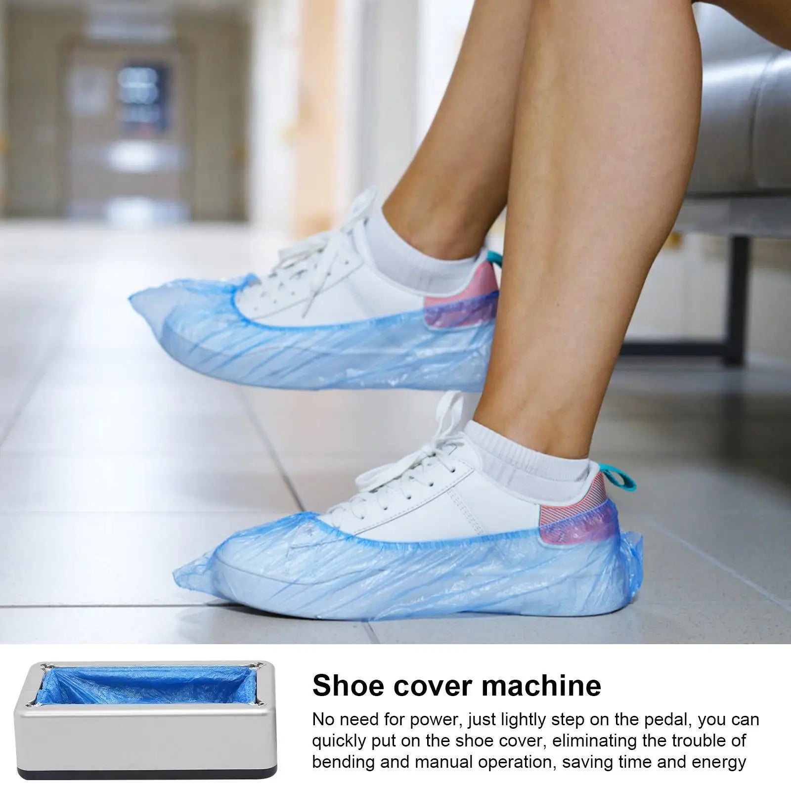 Automatic Shoe Cover Dispenser Machine with 100 Covers Non Slip Dustproof Disposable for Home Office Hospital Lab Entryway