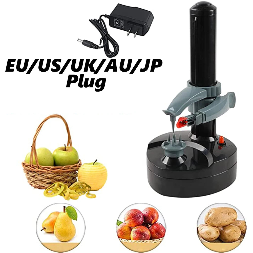 Electric Potato Peeler Multifunctional Fruit Peeler With Adapter And Spare Blades Kitchen Automatic Rotating Peeling Tool