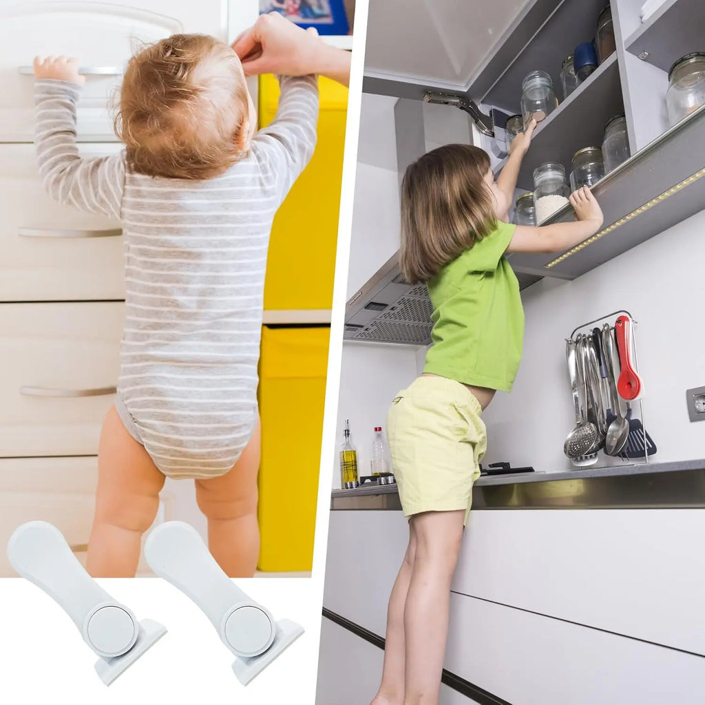 Child Proof Door Lever Lock Baby Safety Door Handle Lock with 3M Adhesive No Drilling Needed Minimalist Design for Home Security