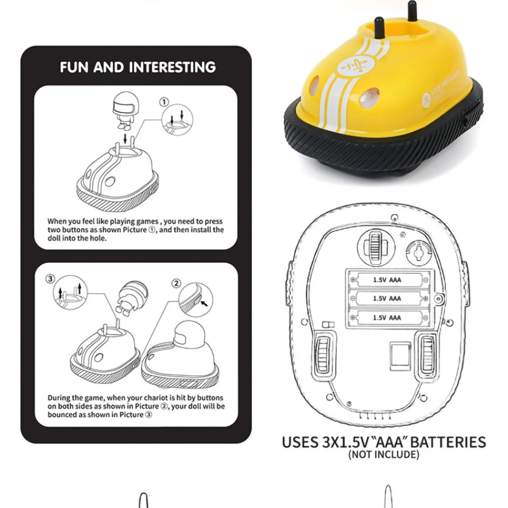 2025 RC Super Battle Bumper Car 2.4G Pop-up Doll Crash Bounce Ejection Light Children's Remote Control Toys Gift for Parenting