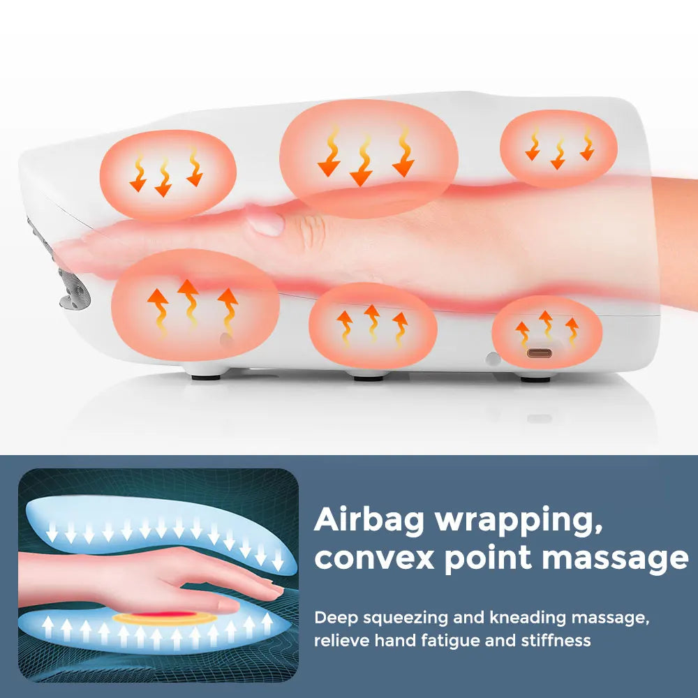 Electric Hand Massager with 5 Levels Air Compression Heat Palm Finger Massage Machine for Arthritis Finger Numbness Hand Relax