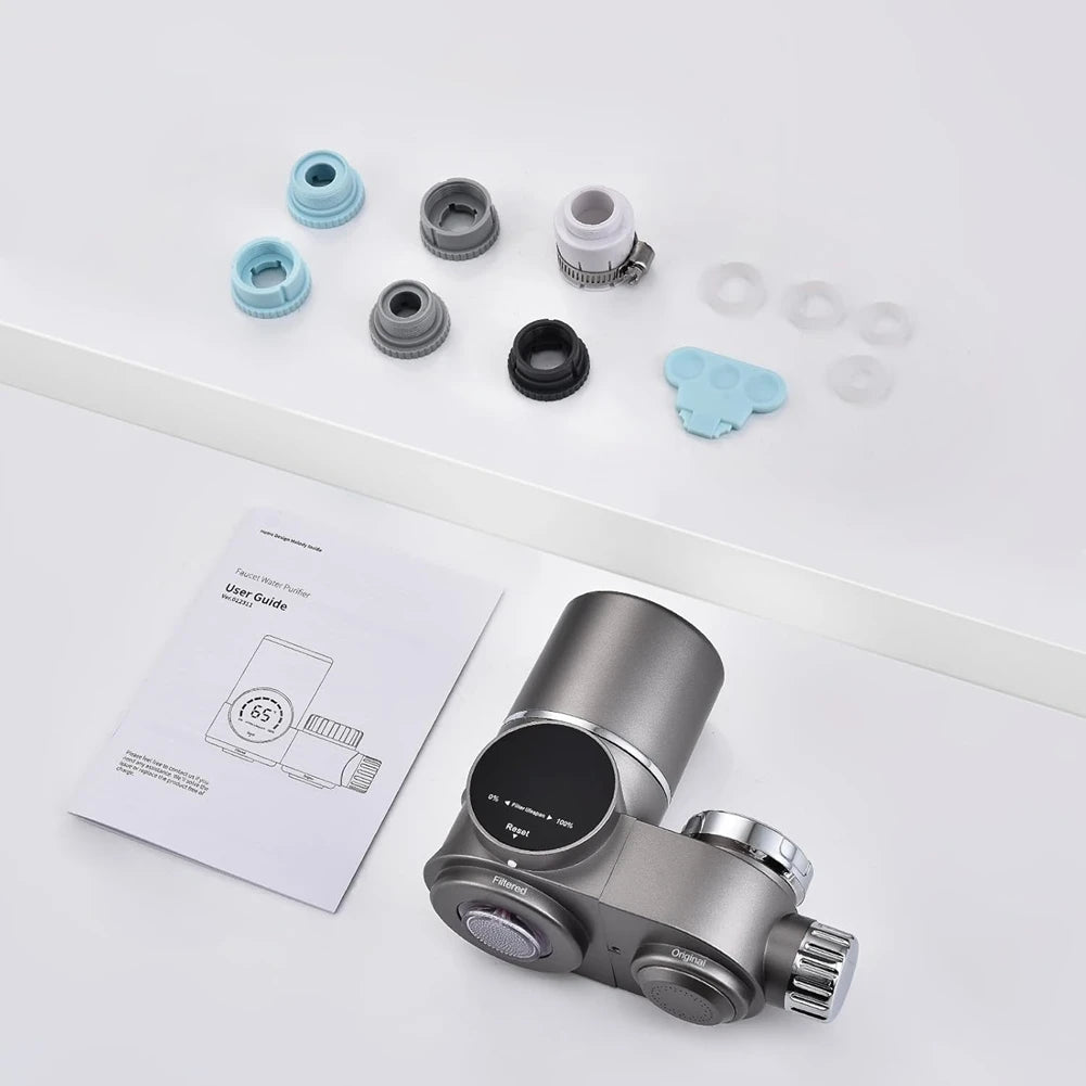 A01M Faucet Water Filter, LED Display Water Purifier to Reduce Lead, Chlorine & Heavy Metals, Sink Water Filter