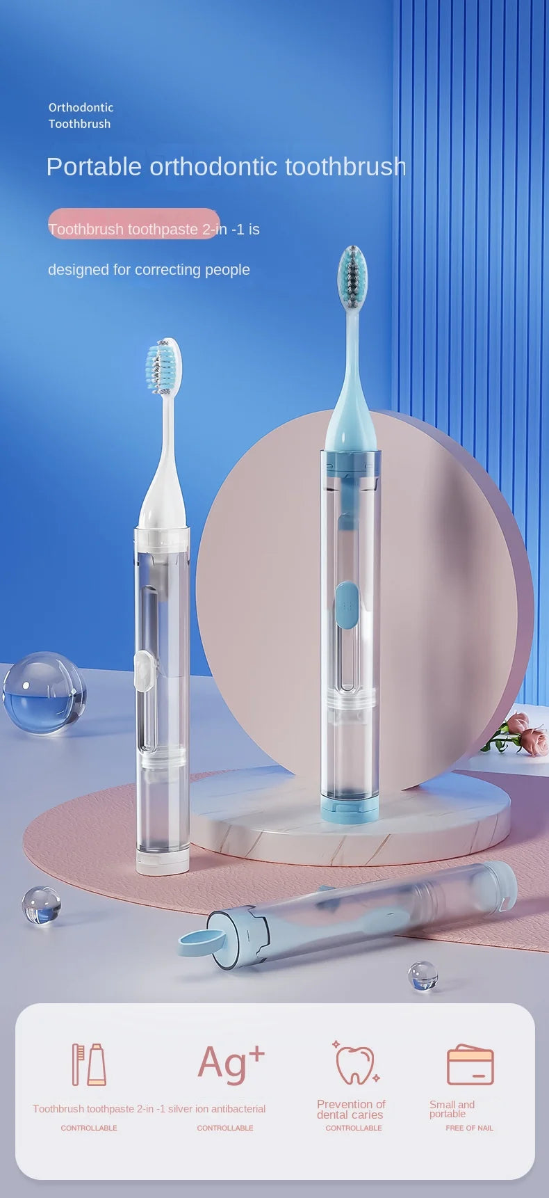1PC Portable Folding Toothbrush Travel Toothbrush Set Creative Tooth Clean Tools Can Hold Toothpaste