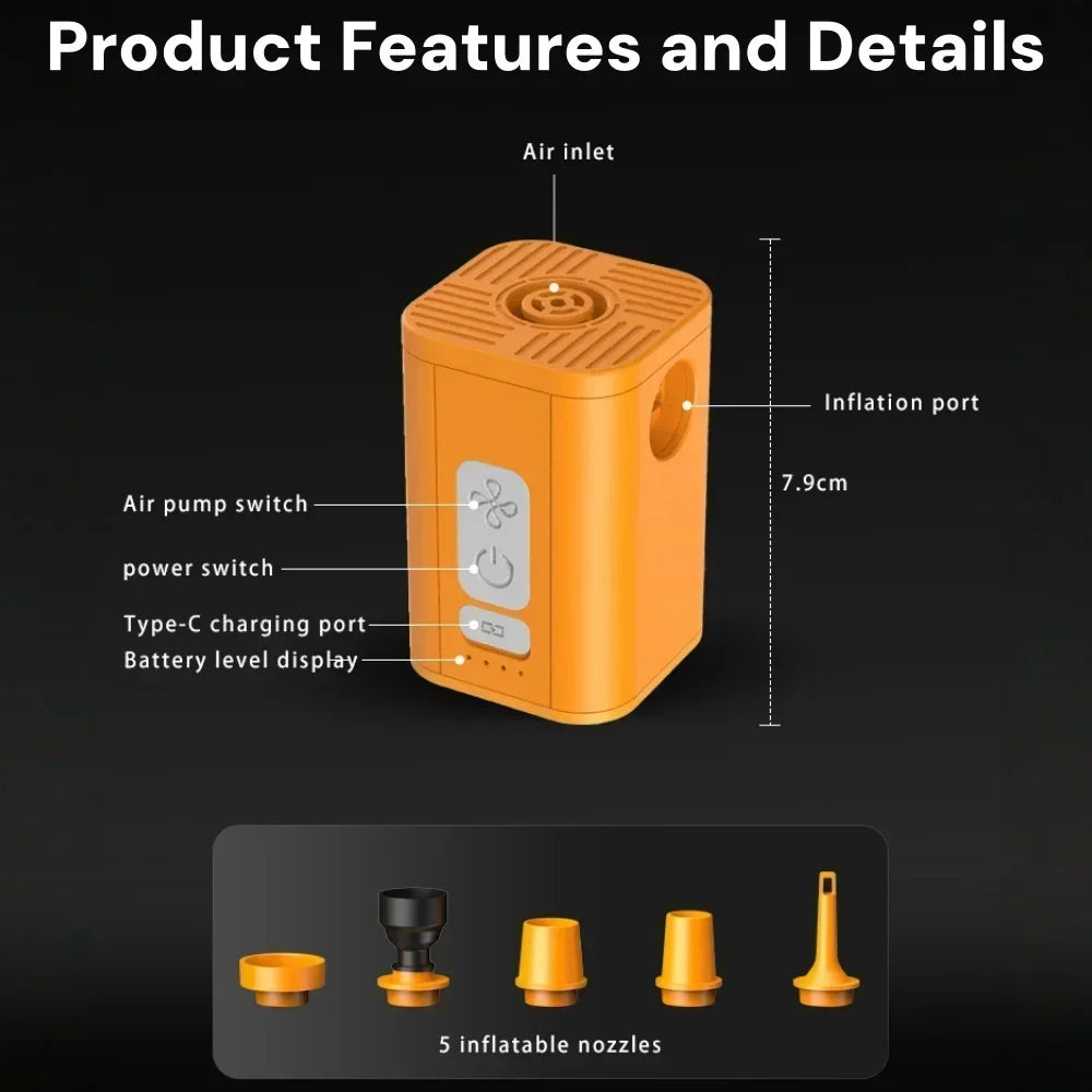 Mini Portable Vacuum Air Pump,Inflate Deflate for Pool, Air Bed,Vacuum Storage Bags-Compact Air Compressor for Home And Travel