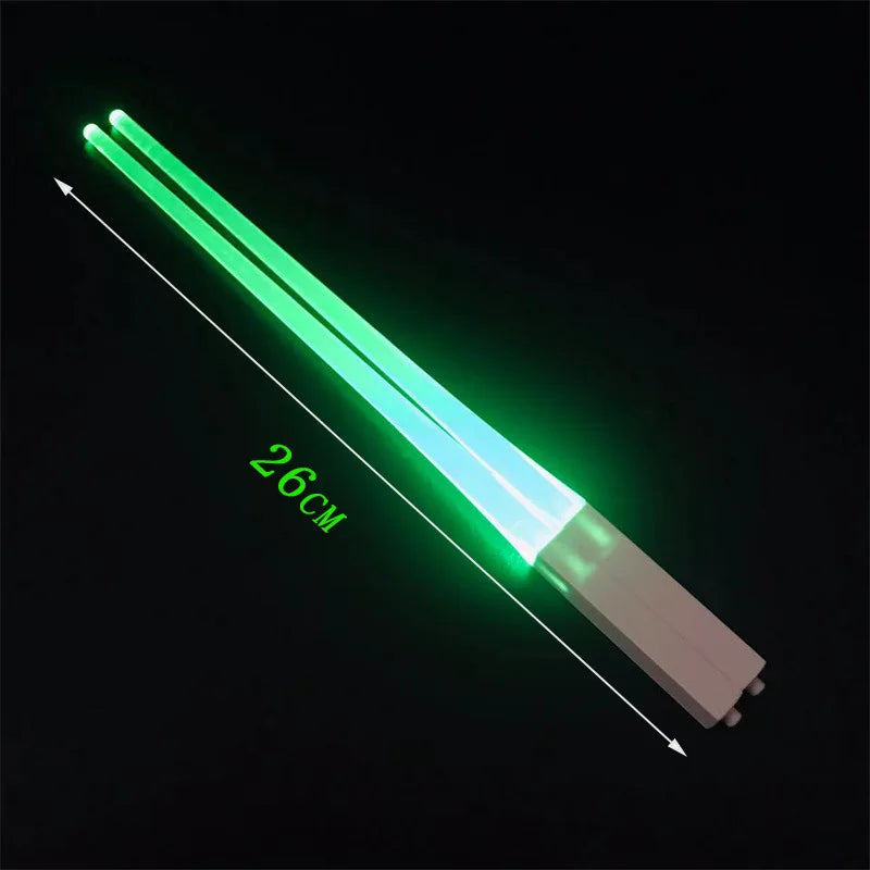 1 Pair LED Lightsaber Chopsticks Luminous Reusable Kitchen Light Up LED Chopstick Glowing BPA Free Food Safe Chopsticks