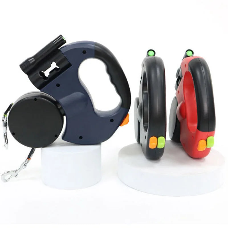 Automatic retractable two-end pet Dog leash with LED Light, 360 Swivel No Tangle for Each Adjustable Strap Auto Pet Leash Rope