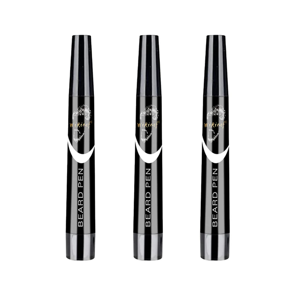 Multi-Pack Bundle Beard Pen Black Kit Barber Styling Pencil with Brush Natural Finish Cover Facial Hair Patches Tool