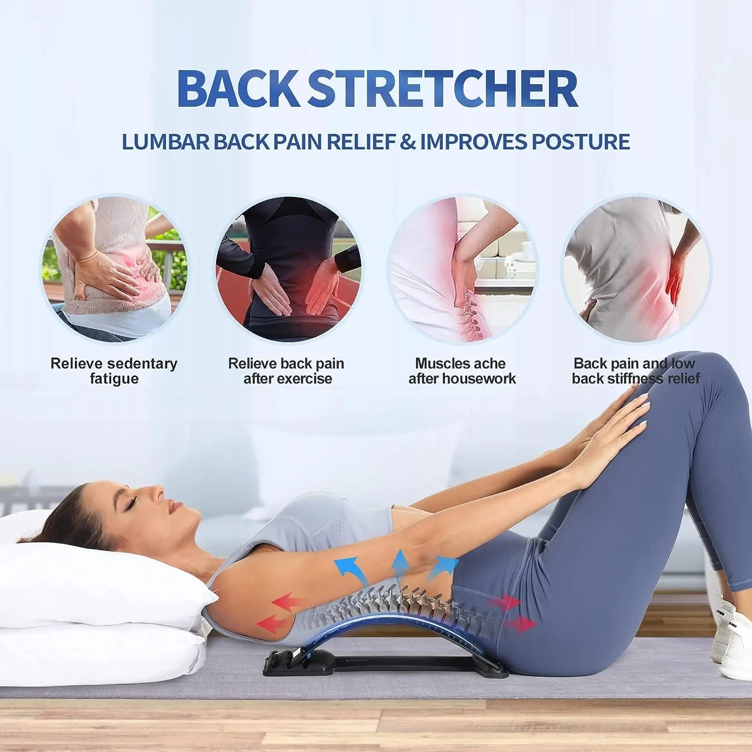 Back Stretcher for Back Pain Relief Multi-Level Back Cracker Board, Lower and Upper Back Support for Herniated Disc Fitness Yoga