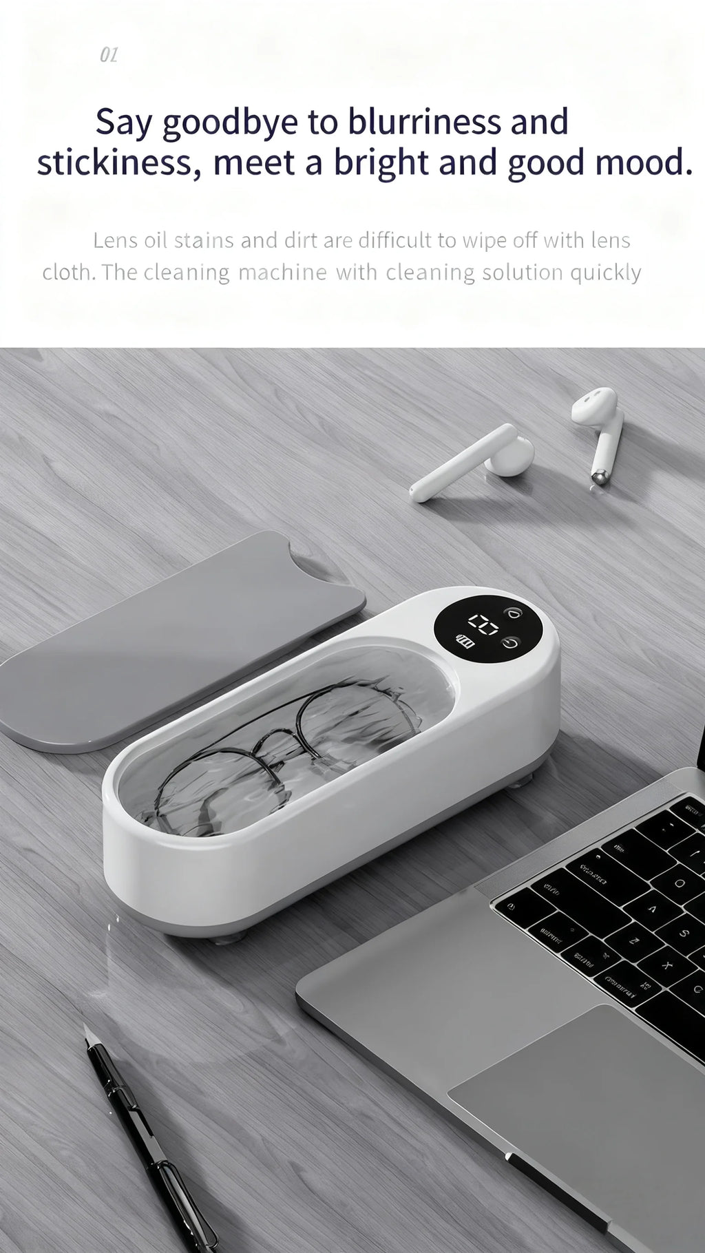 High Frequency Vibration Jewelry Cleaner 360° Automatic Deep Cleaning Tool Portable USB Rechargeable for Rings Watches Glasses