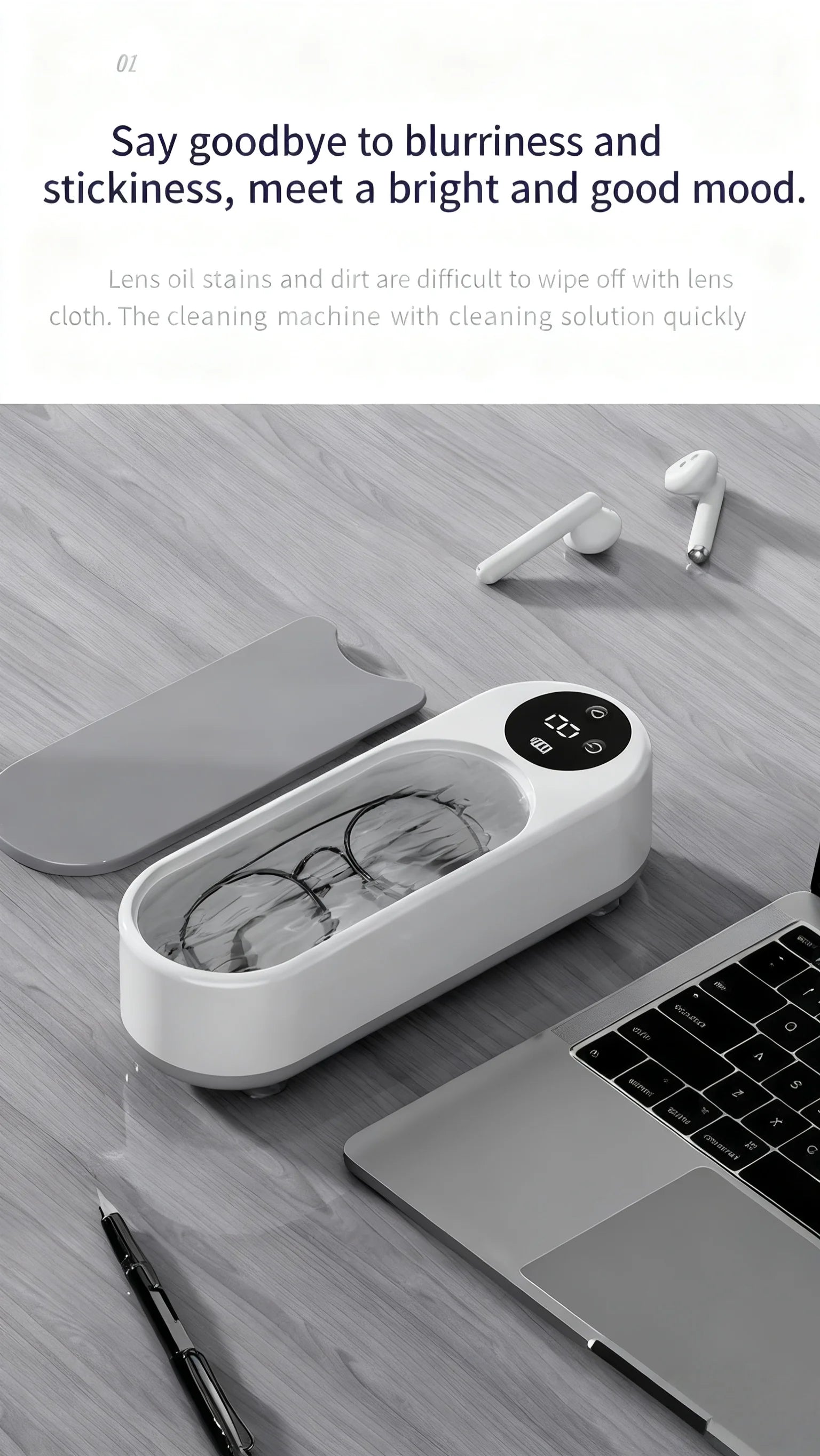 High Frequency Vibration Jewelry Cleaner 360° Automatic Deep Cleaning Tool Portable USB Rechargeable for Rings Watches Glasses