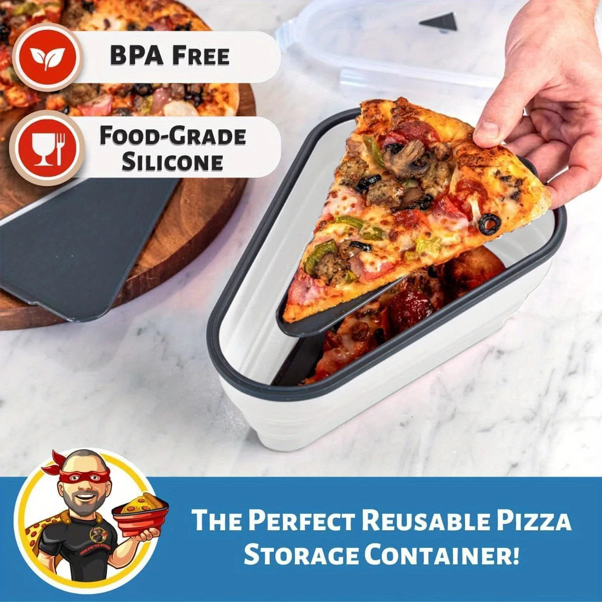 1pc Space-Saving Silicone Pizza Storage Container with 5 Microwavable Serving Trays - Reusable,Collapsible Design