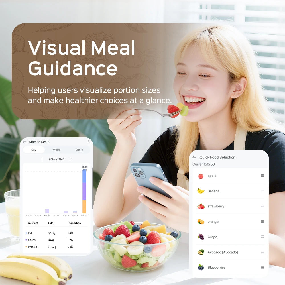 11LB / 5kg Stainless Steel Kitchen Food Scale Smart Kitchen Scale Food Calorie Nutritional Calculator Cooking Baking Scales
