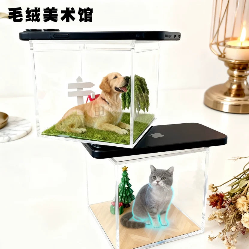 Pet Holographic Digital House, Memorial Decorative Item, Transparent Interactive Display Box High-Transparency Material Creative