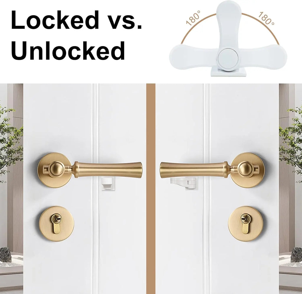 Child Proof Door Lever Lock Baby Safety Door Handle Lock with 3M Adhesive No Drilling Needed Minimalist Design for Home Security