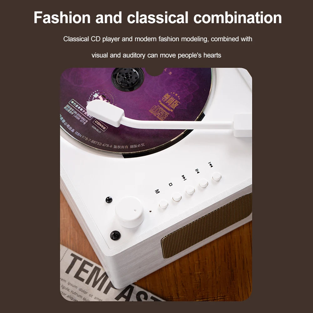 Home Music Player Rechargeable Remote Control Home Sound Bluetooth-Compatible 5.0 Support CD BT USB 3.5mm AUX Desktop CD Player