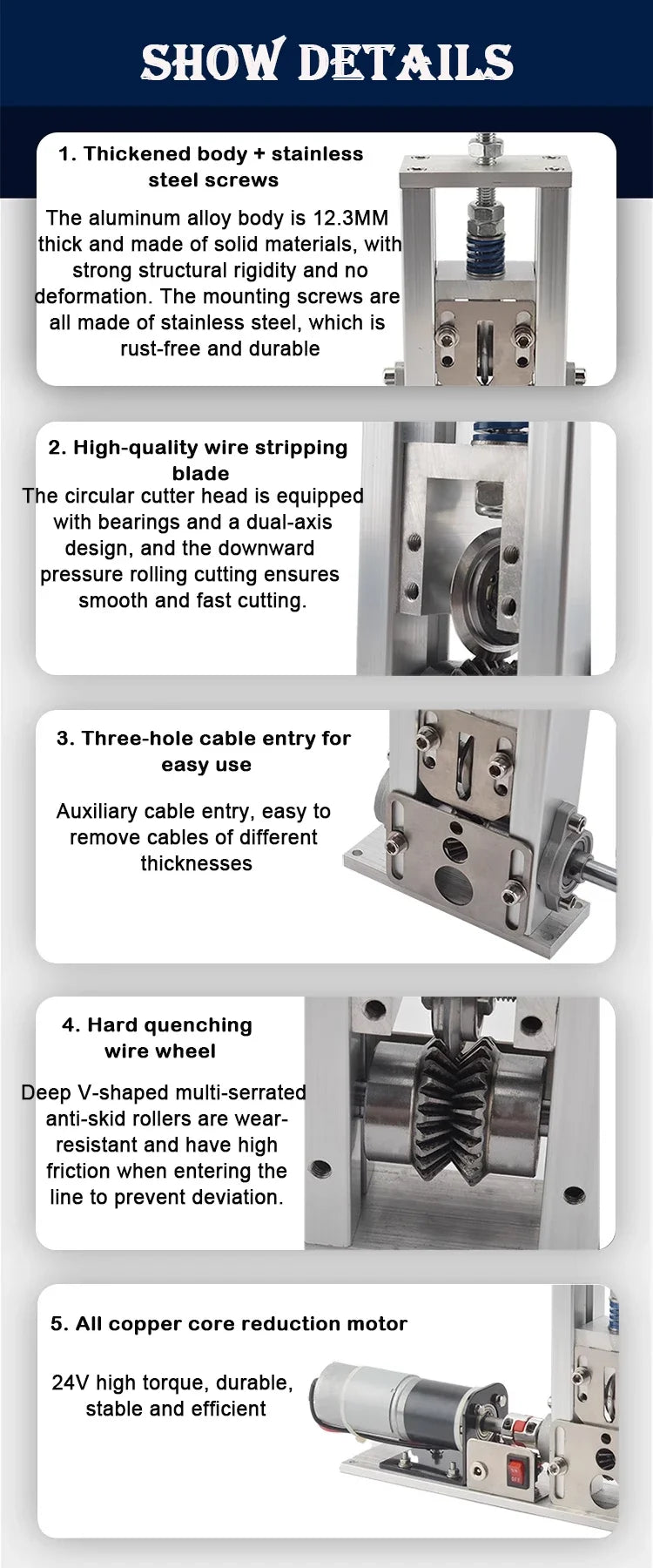 Manual Wire Stripping Machine Automatic 3-21mm 1-30 square Copper Cable Scrap Recycle Alloy Steel Cable Peeling Stripper Blade