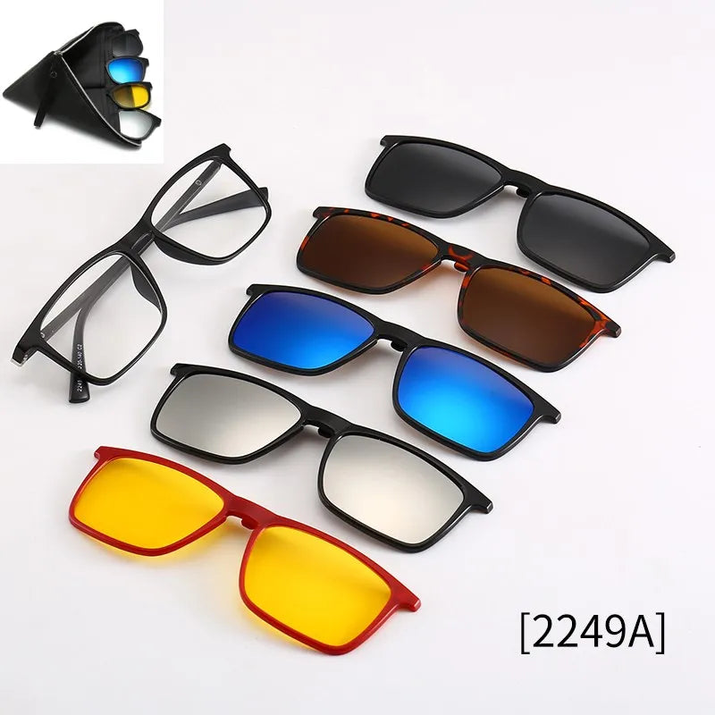 HJYFINO 5 lenes Magnet Sunglasses Clip Mirrored Clip on Sunglasses clip on glasses Polarization Clip Custom Prescription Myopia