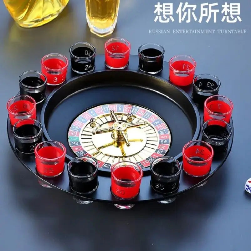 Bar Funny Tools Russia Turntable Shot Glass Drinking Game 16 Shot Glasses Set Bar Swivel Plate