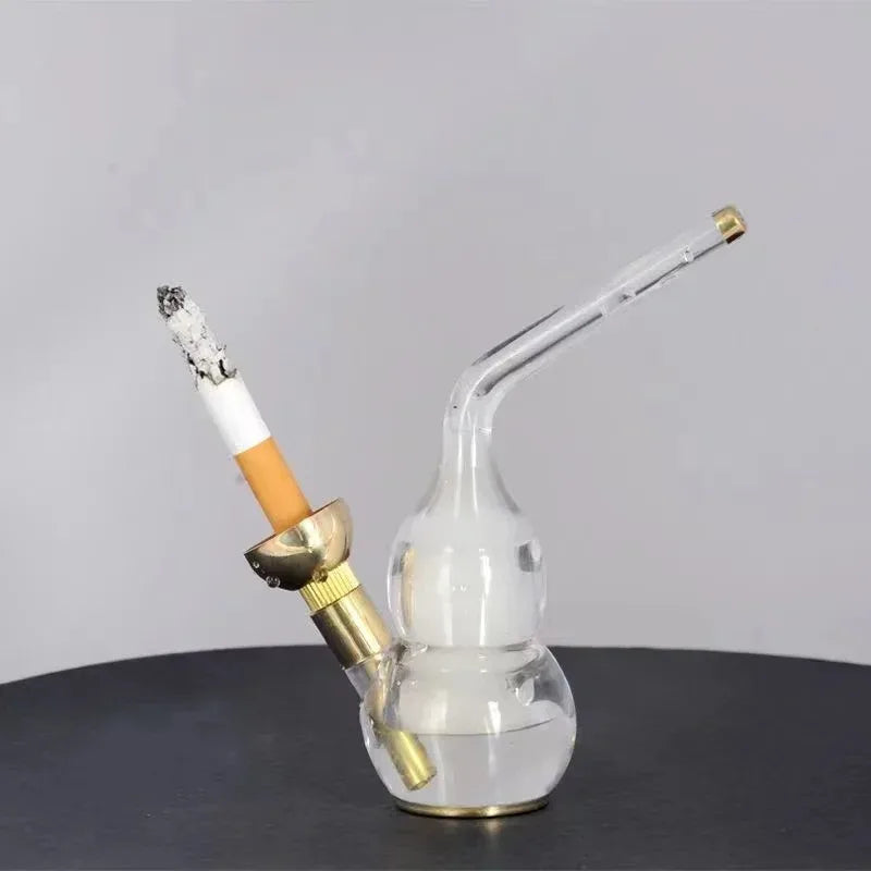 Dual purpose exquisite water bottle Gourd shaped Transparent pipe Tar Filtration Recyclable Smoking Holders Smoking Accessories