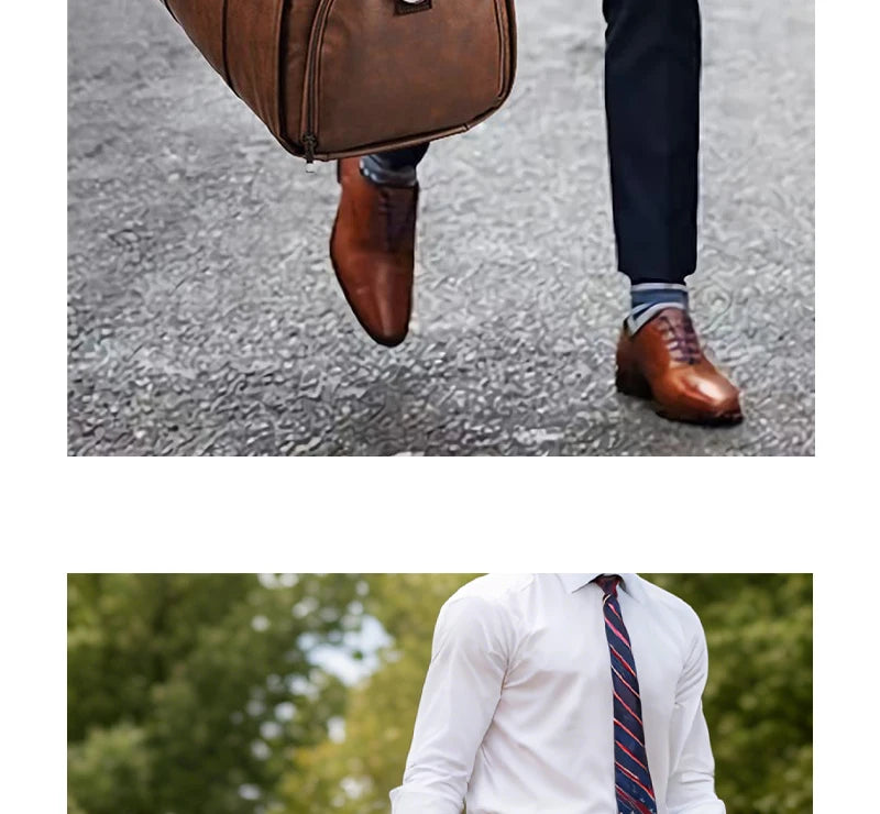 2025 New Men's Large Capacity Leather Waterproof Weekend Travel Business Convertible Suit Bag 2 in 1 Hand Carry-on Luggage Bag