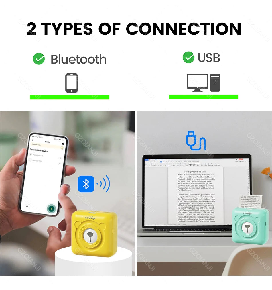 7 Colors Peripage A6 304DPI Mini Photo Printer Notes Sticker Label Printing Machine Bluetooth Portable Wireless Printer Marker