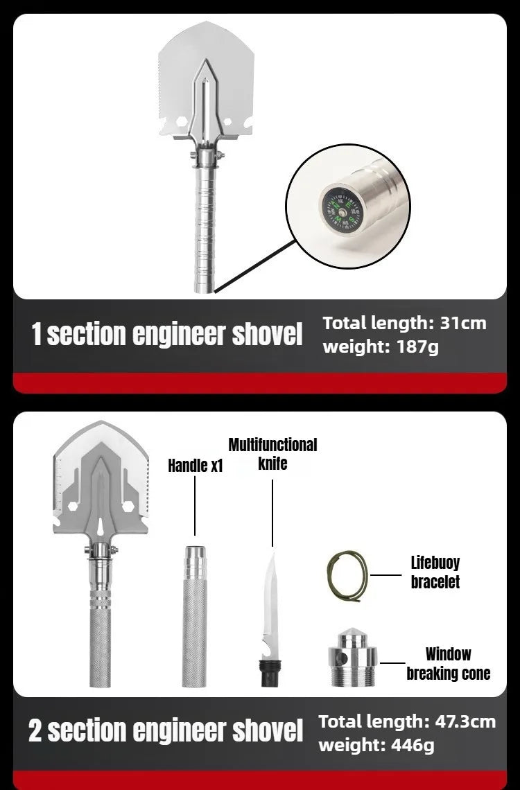 Multifunctional Shovel Folding Military Shovel Self-defense Outdoor Survival Supplies Set Garden Tools Camping Accessories